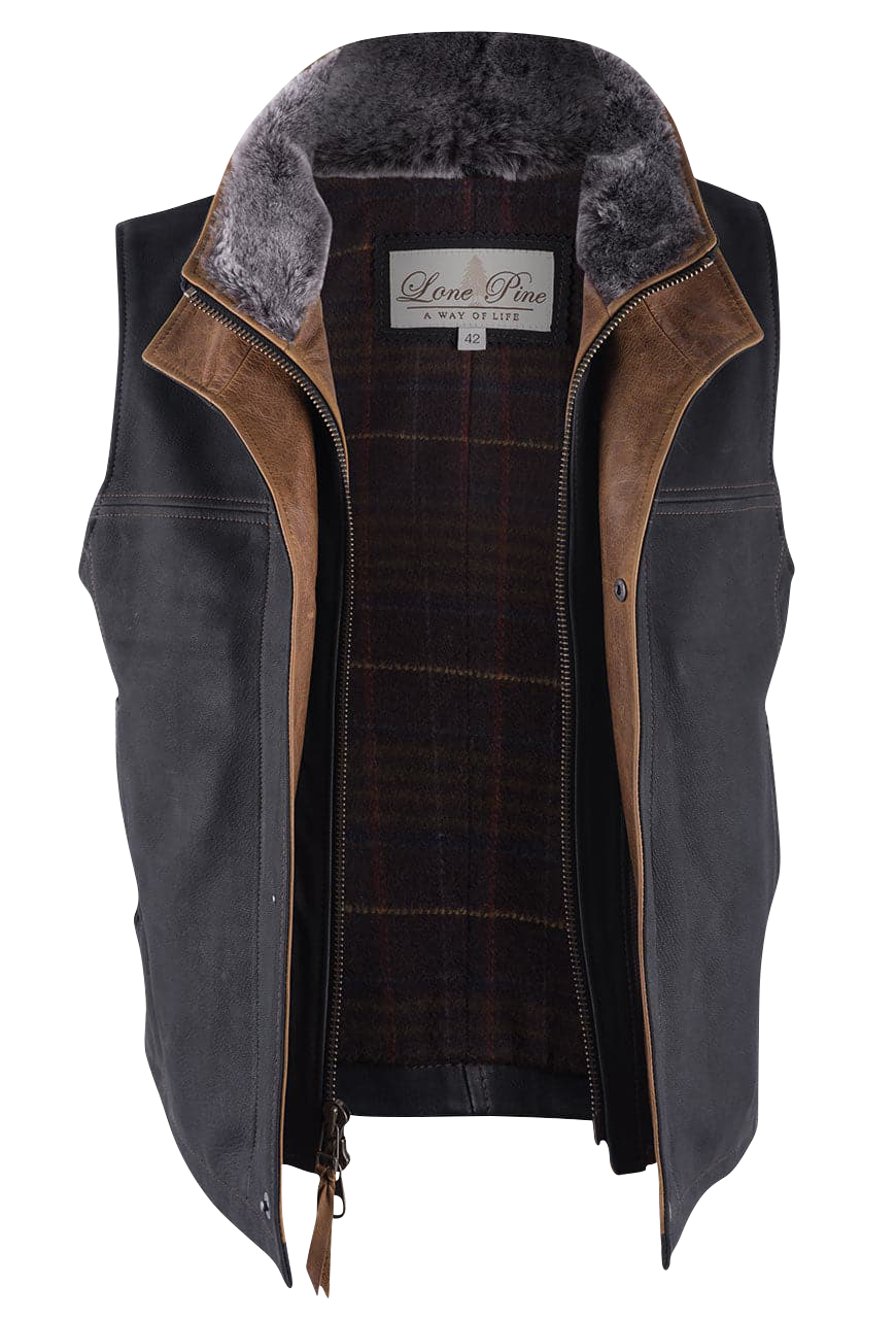 Lone Pine Leather Trekker Vest - Black