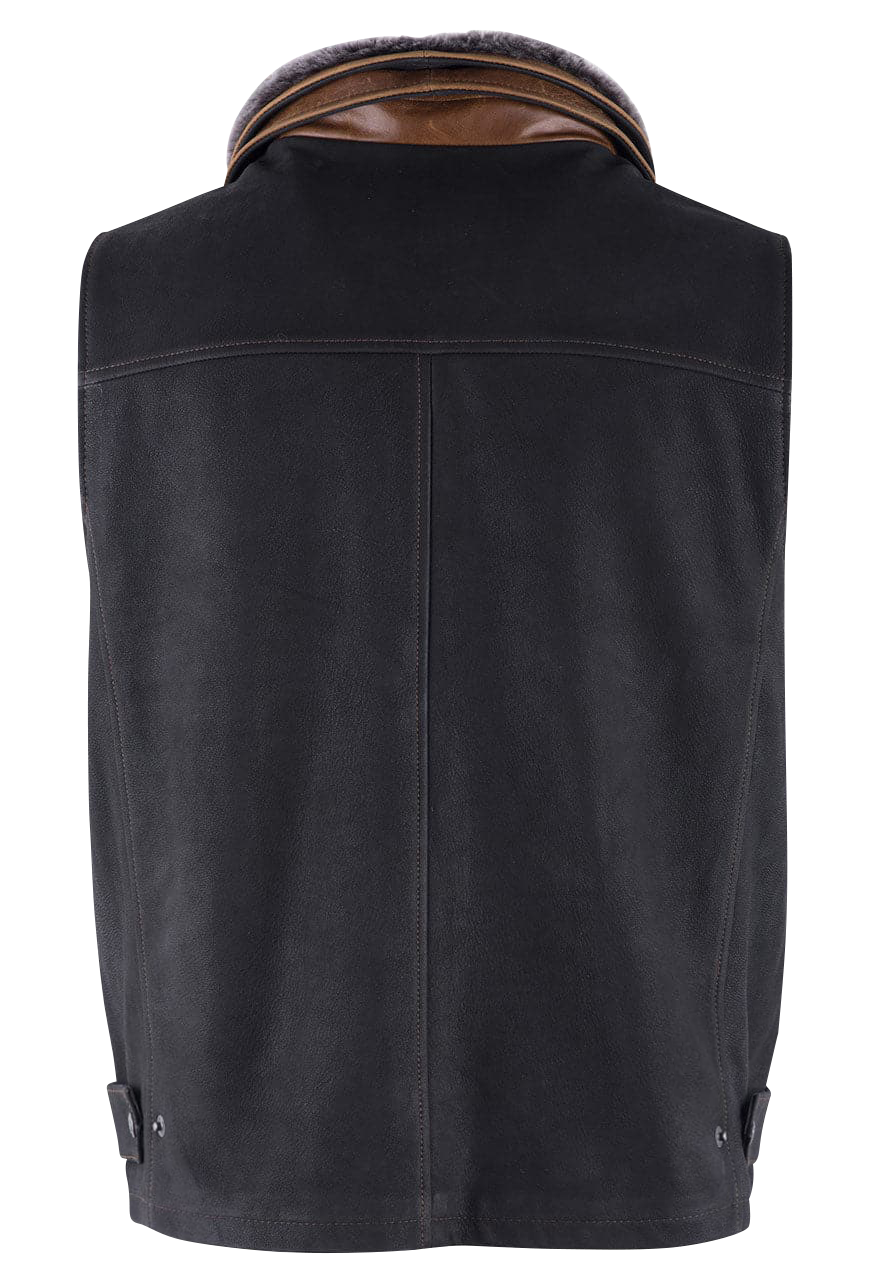 Lone Pine Leather Trekker Vest - Black
