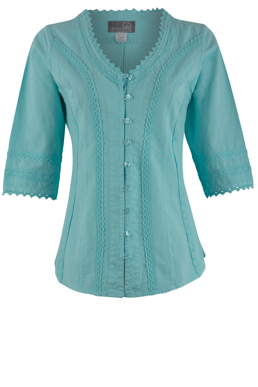 Inca Cottons 3/4 Sleeve Crochet Top
