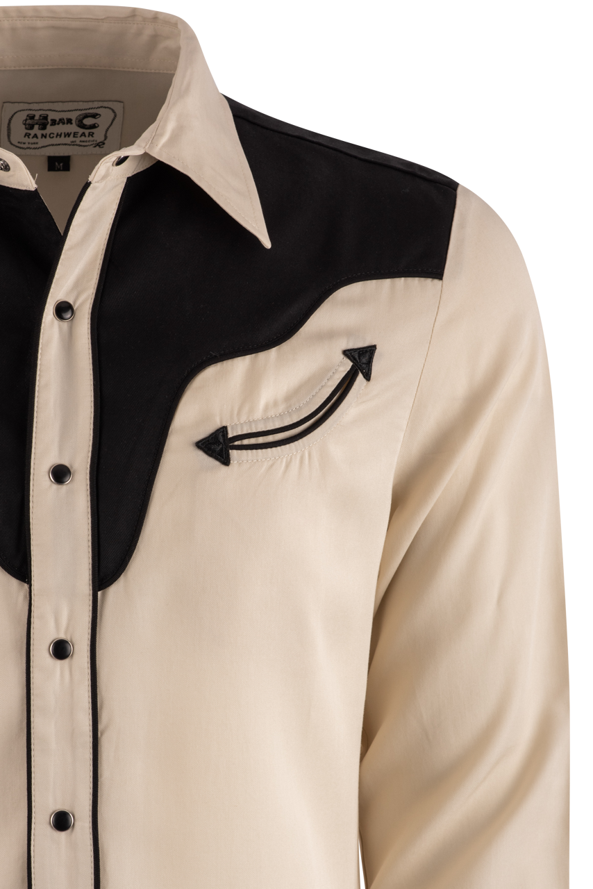 H Bar C Ranchwear Western Long Sleeve Pearl Snap Shirt - Off White