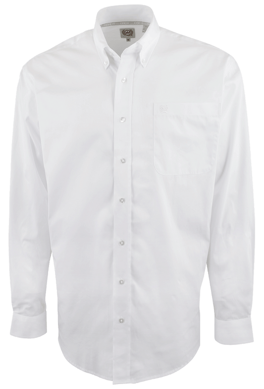 Cinch Button-Front Shirt - Solid White