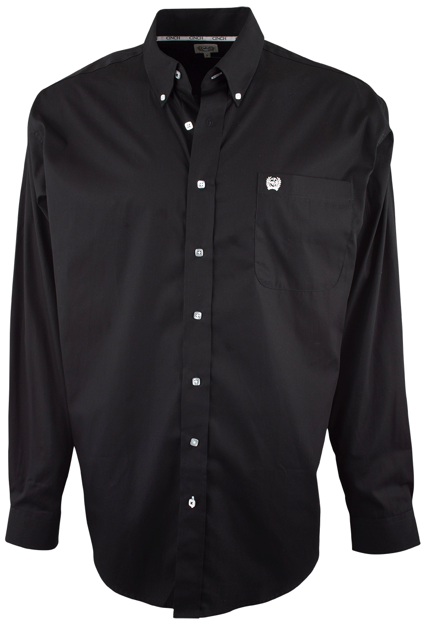 Cinch Men's Solid Black Button-Down Western Shirt XL Cinch Men's Solid Black Button-Down Western Shirt XL
