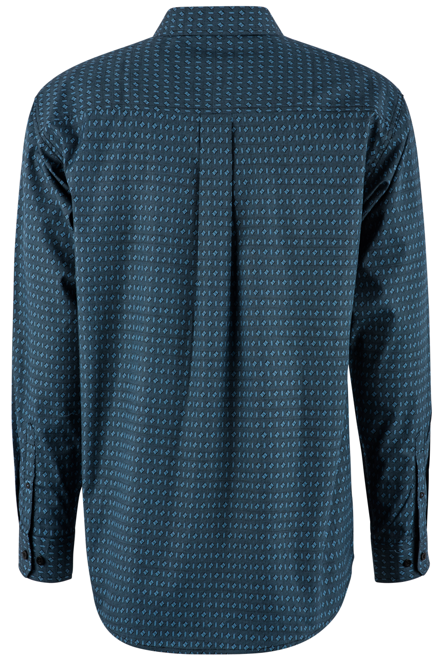 Cinch Long Sleeve Button Down Shirt - Black & Blue
