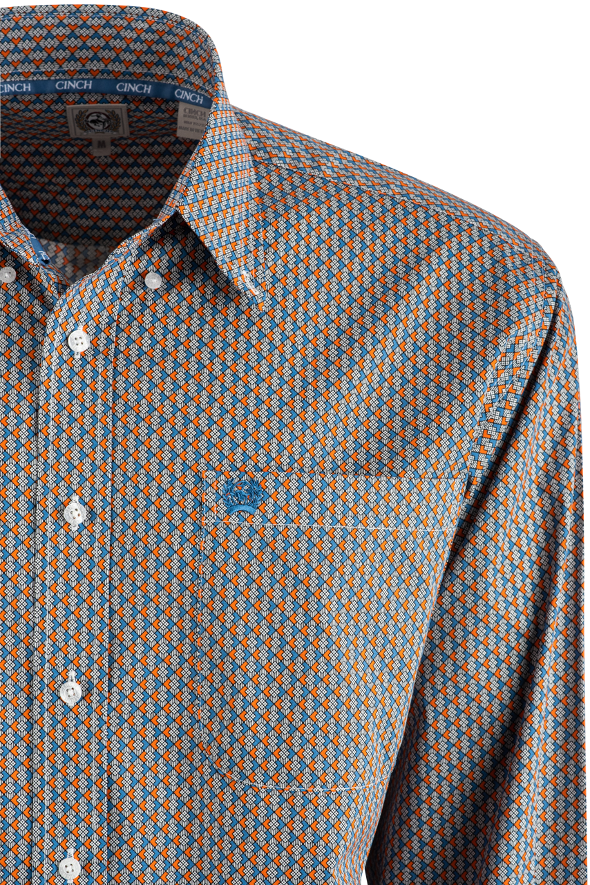 Cinch Diamond Long Sleeve Button-Front Shirt