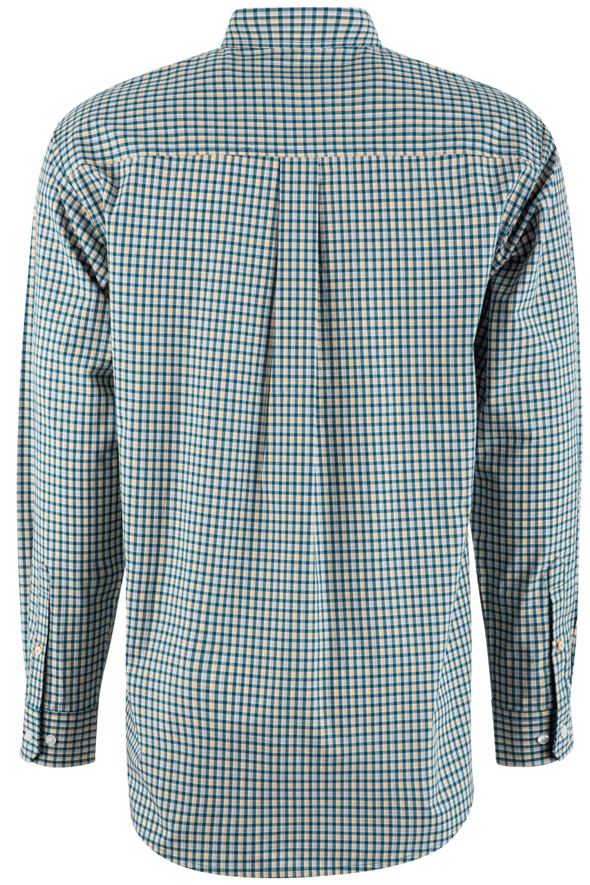 Cinch Check Long Sleeve Button-Front Shirt - Teal