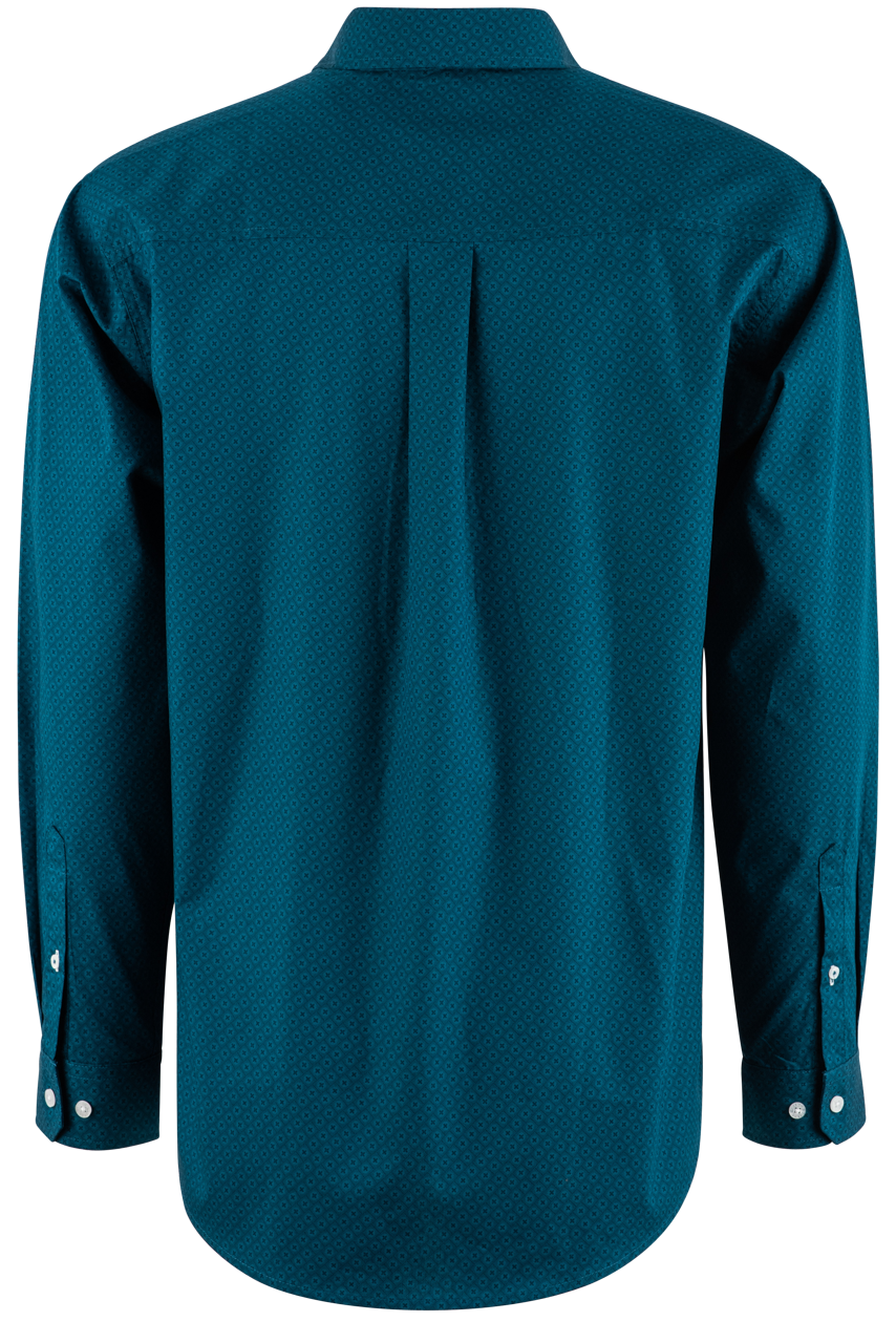 Cinch Solid Foulard Long Sleeve Button-Front Shirt - Teal
