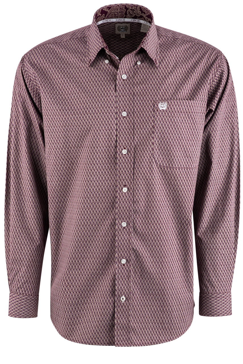 Cinch Diamond Long Sleeve Button-front Shirt - Purple