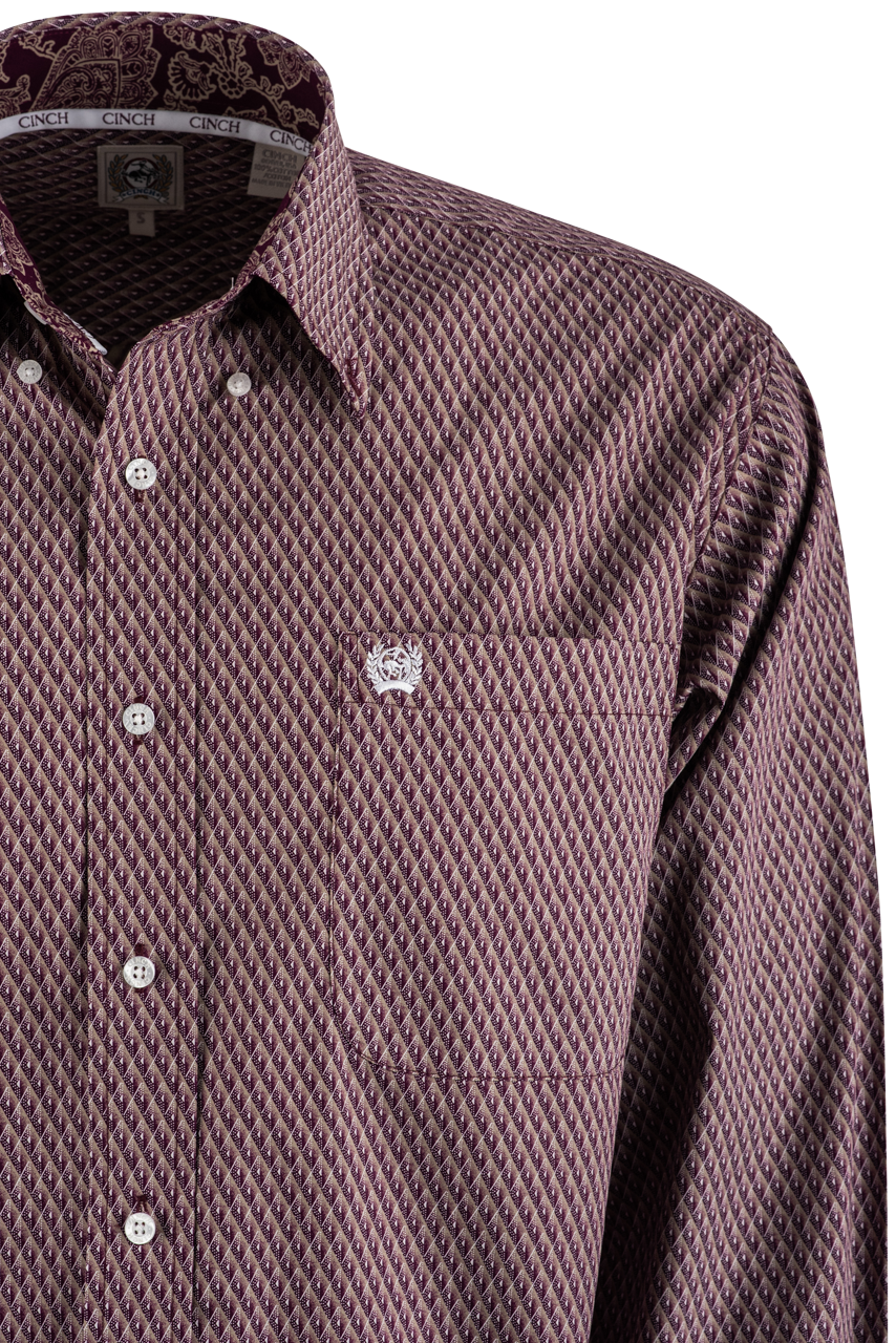 Cinch Diamond Long Sleeve Button-front Shirt - Purple