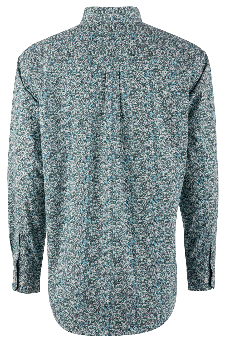Cinch Green Floral Long Sleeve Button-Front Shirt