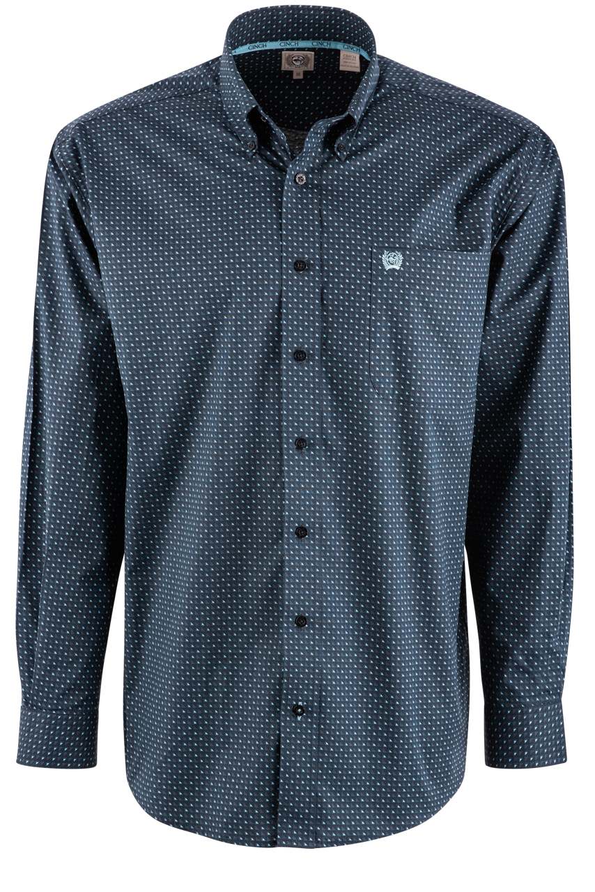 Cinch Navy Block Long Sleeve Button-Front Shirt