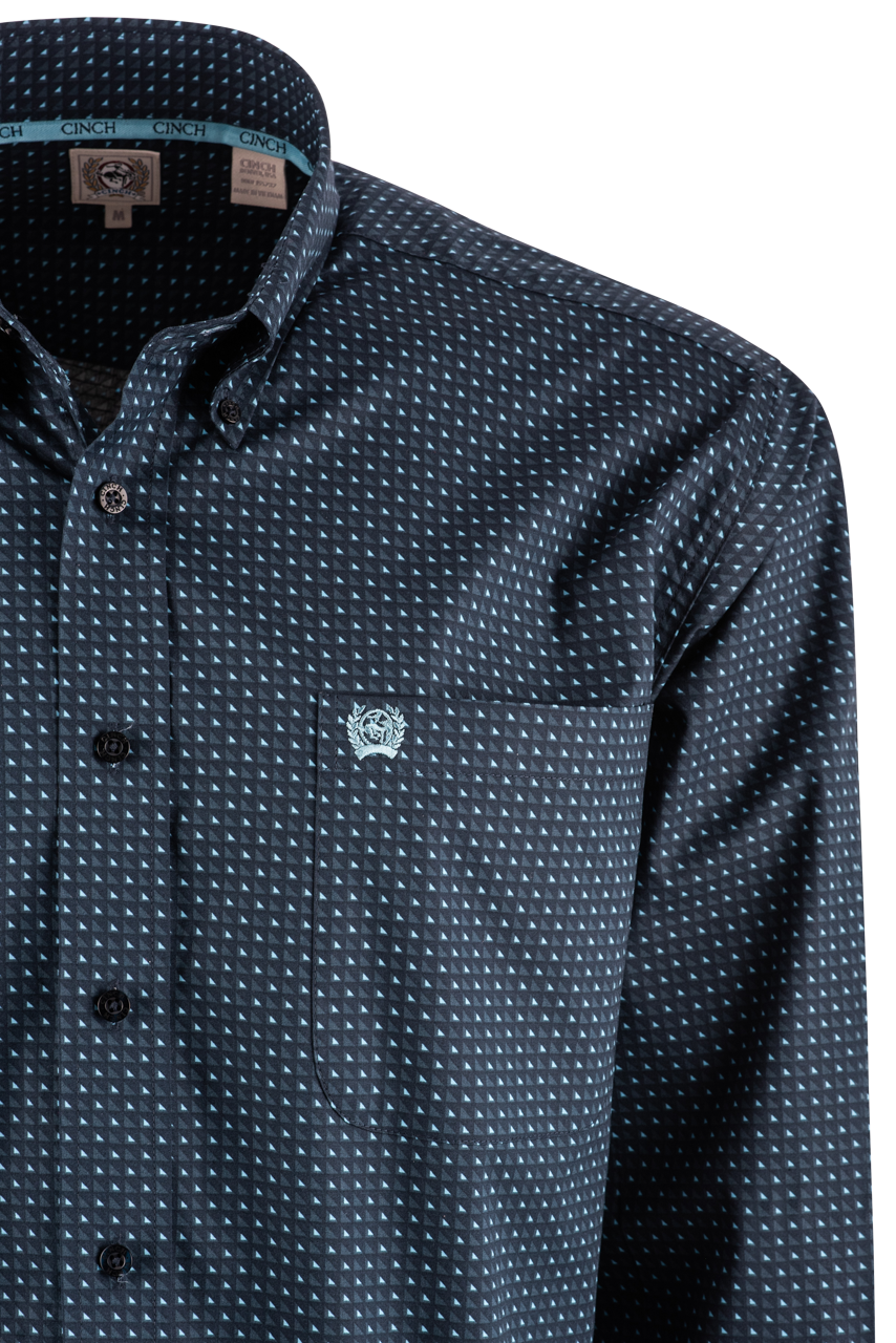 Cinch Navy Block Long Sleeve Button-Front Shirt