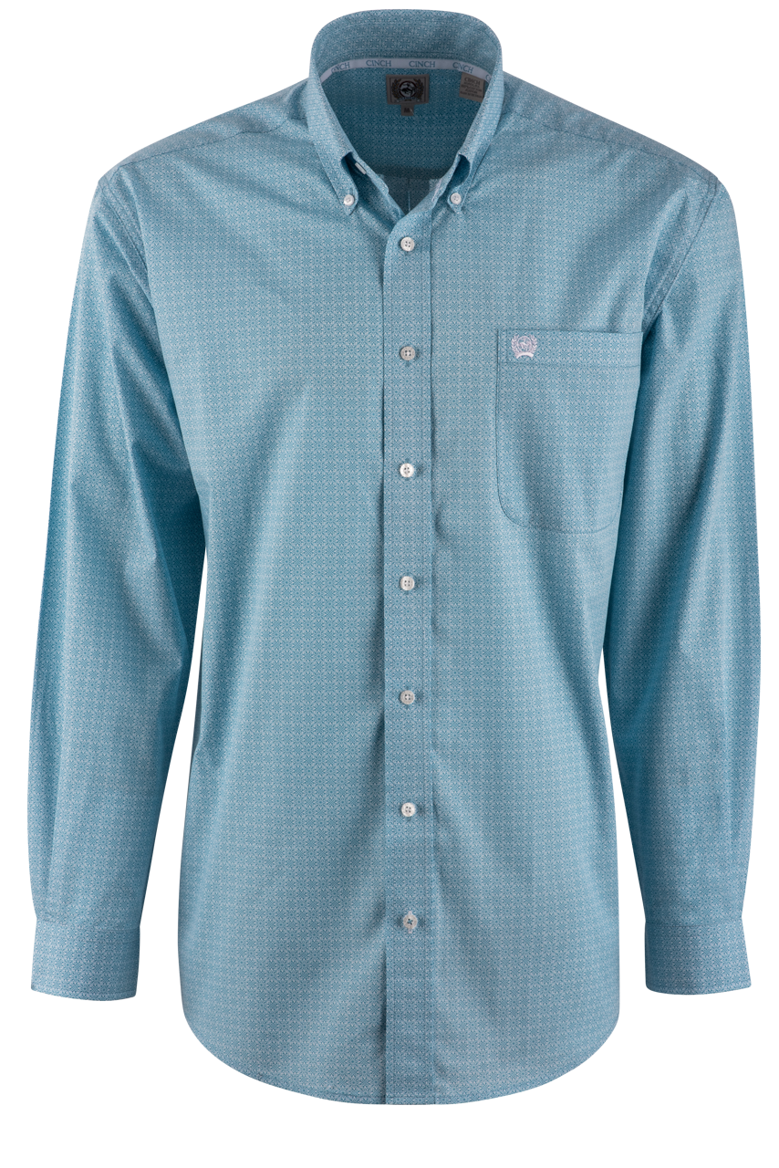 Cinch Blue Foulard Long Sleeve Button-Front Shirt