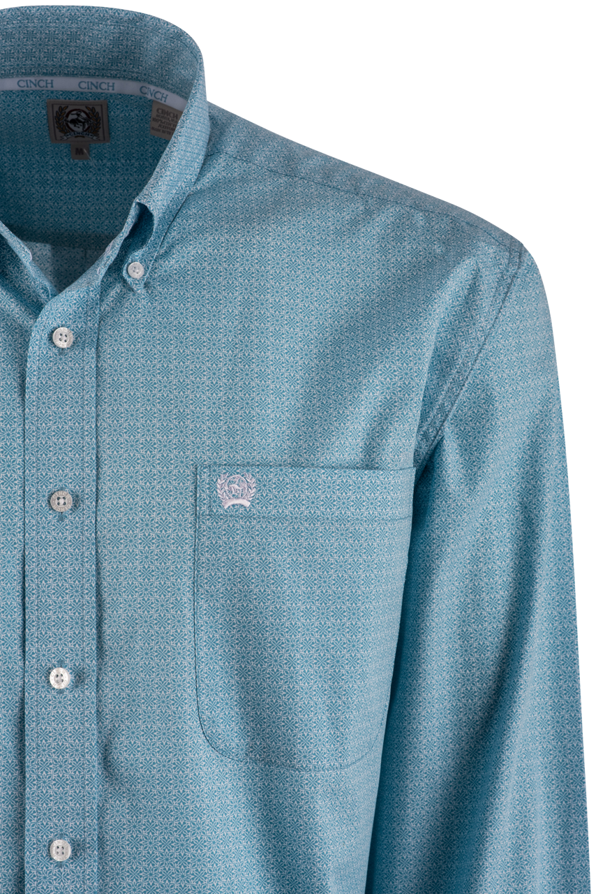 Cinch Blue Foulard Long Sleeve Button-Front Shirt