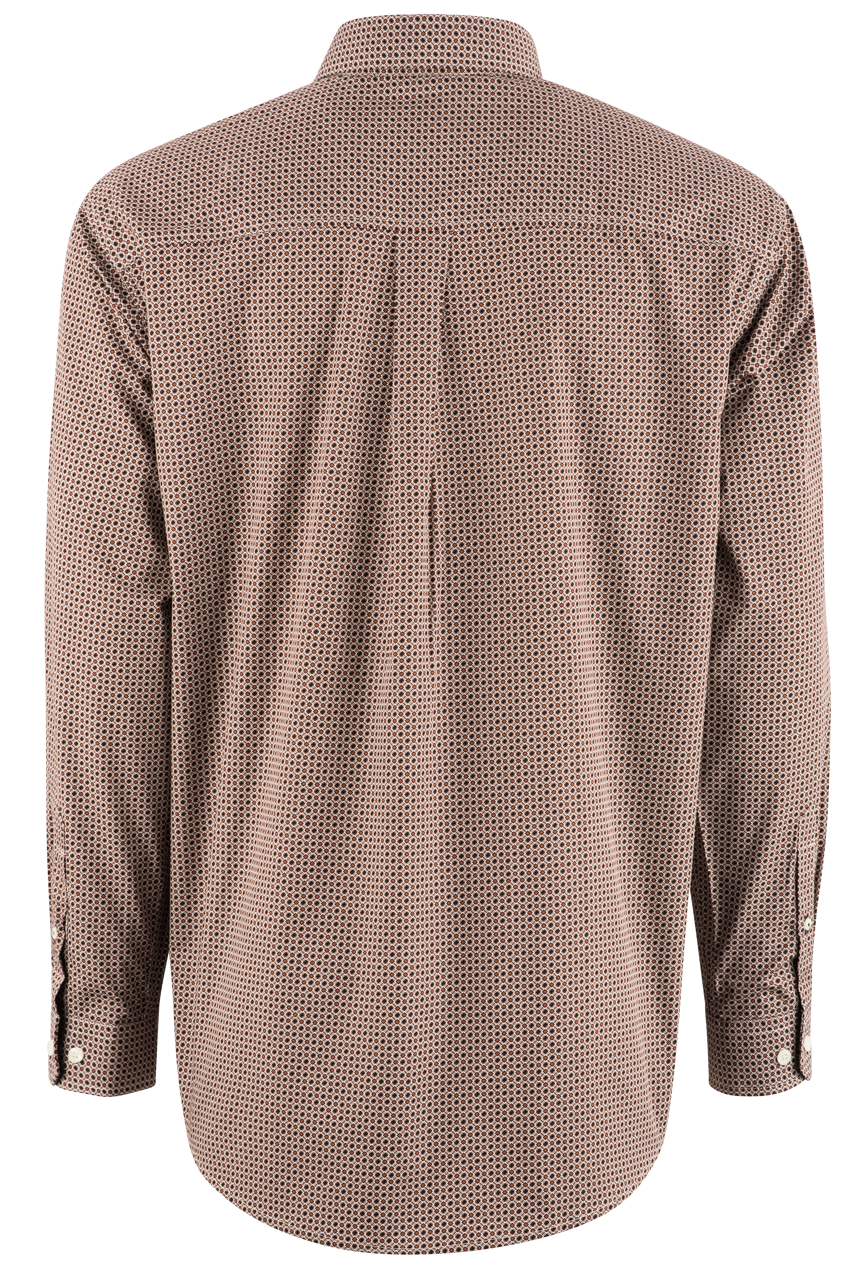 Cinch Diamond Foulard Button-Front Shirt - Tan/Cream