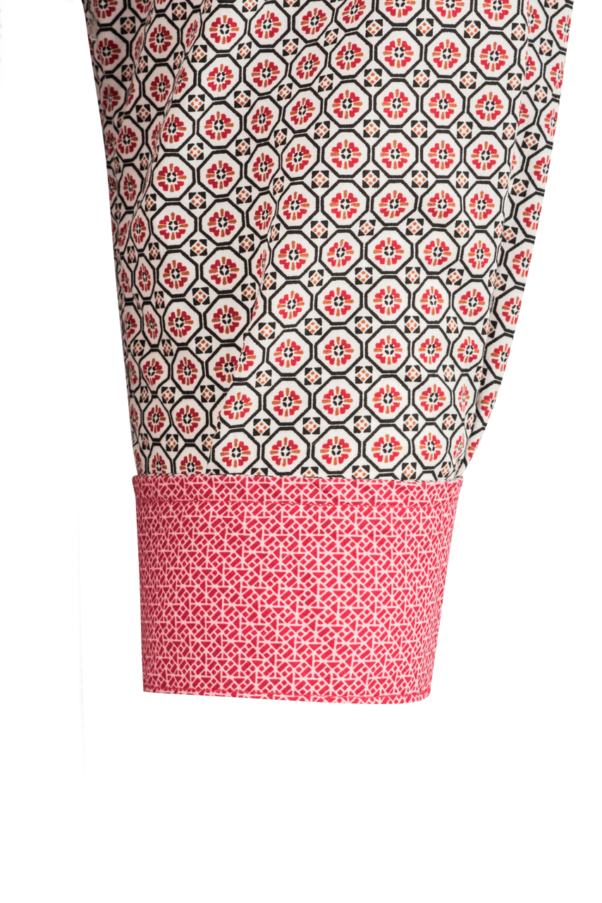 Cinch Cream Ground Button-Front Shirt - Red Foulard