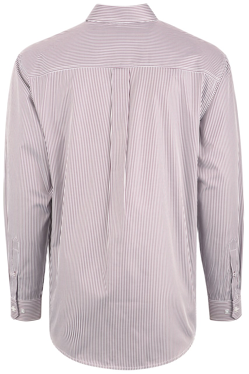 Cinch Tencel White Ground Button-Front Shirt - Purple Stripe