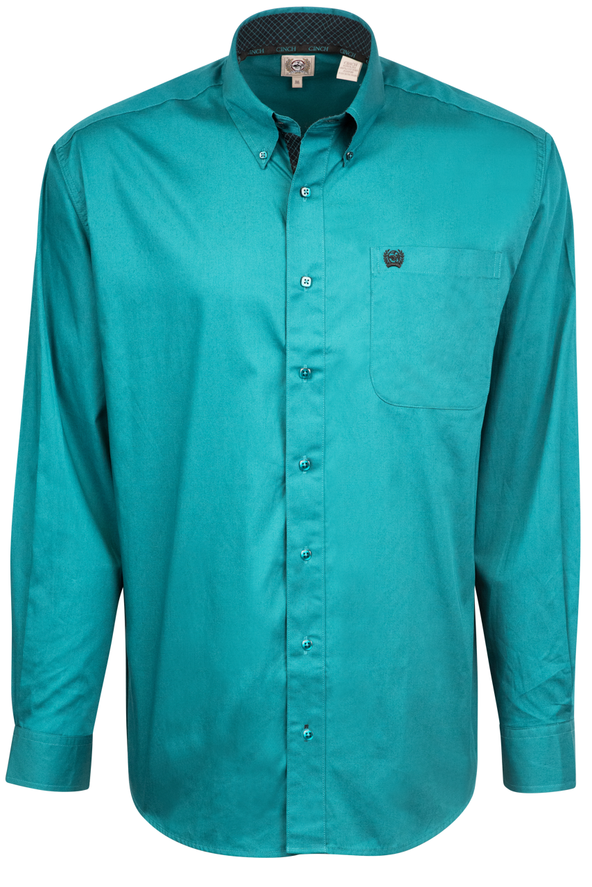 Cinch Solid Cotton Button-Front Shirt - Teal