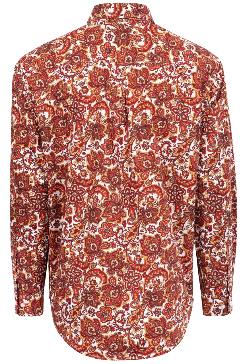 Cinch Floral Paisley Button-Front Shirt - Red