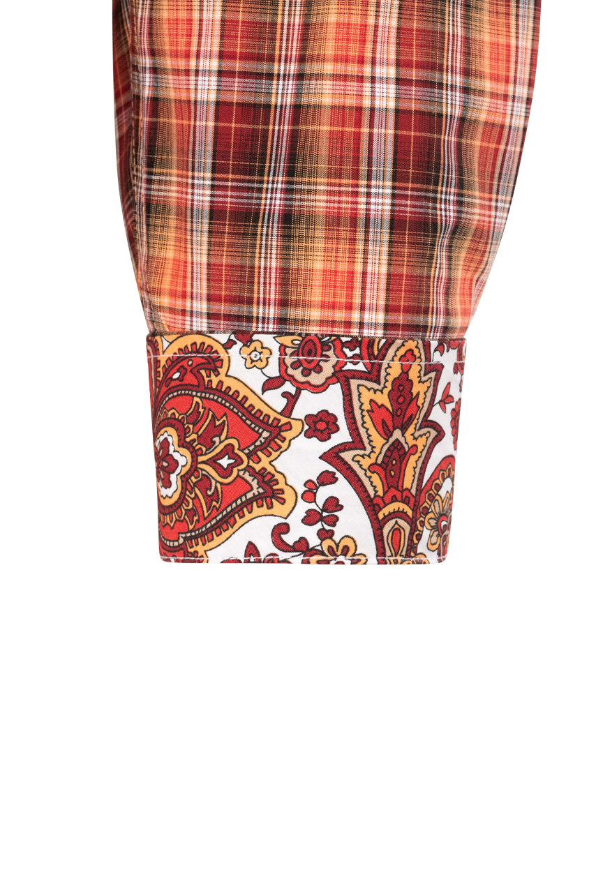 Cinch Multi Plaid Button-Front Shirt - Orange