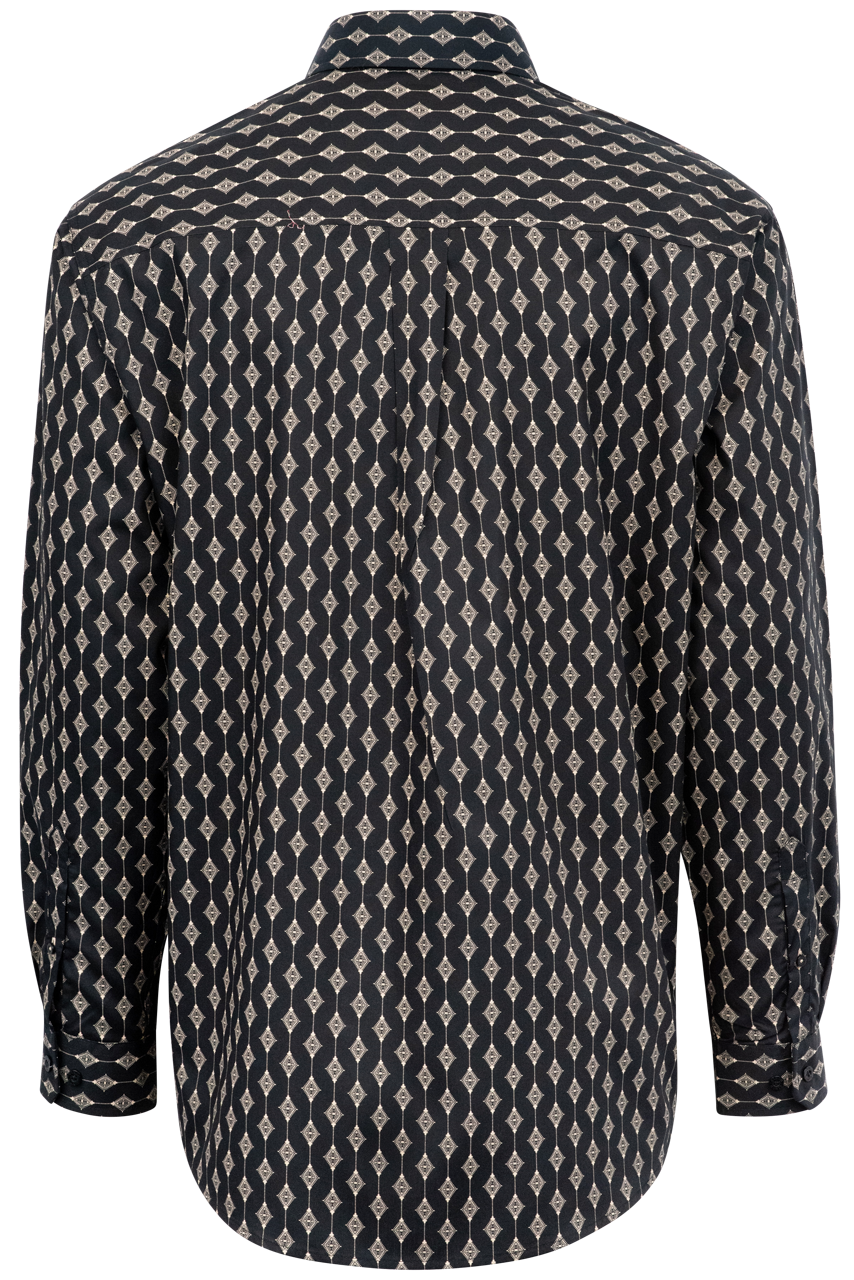 Cinch Diamond Stripe Button-Front Shirt - Black