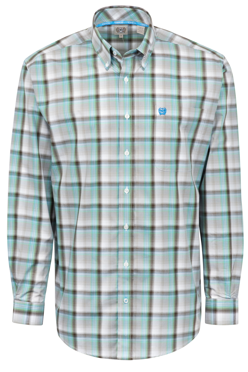 Cinch Plaid Button-Front Shirt - Blue & Brown