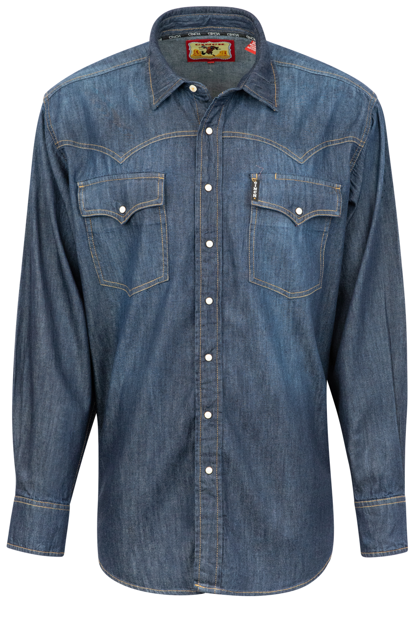 Denim Shirt Cowboy Snap Shirts Cinch Denim Stonewash Snap Front