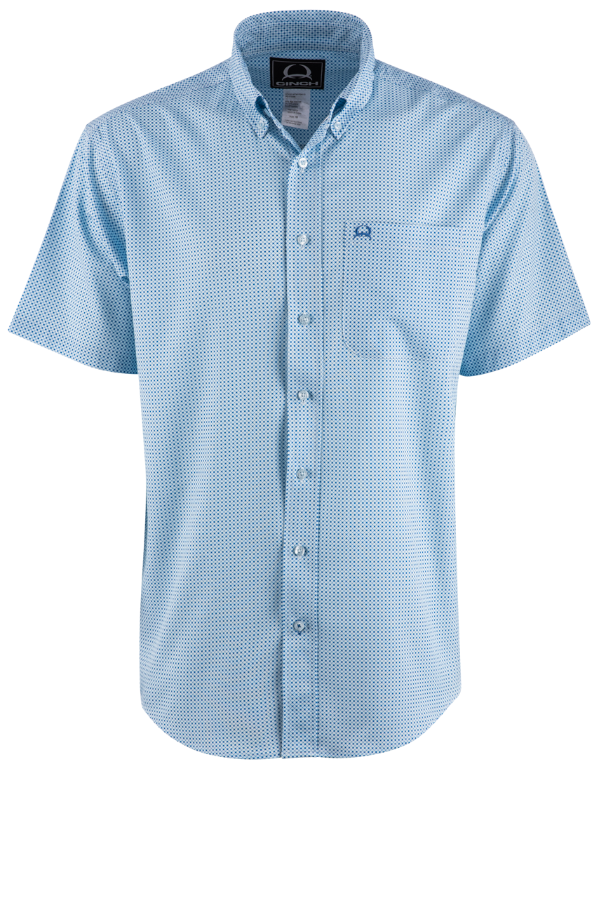 Cinch Blue Diamond Arenaflex Short Sleeve Button-Front Shirt