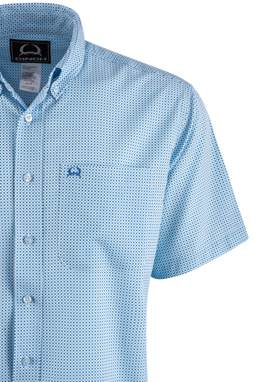 Cinch Blue Diamond Arenaflex Short Sleeve Button-Front Shirt