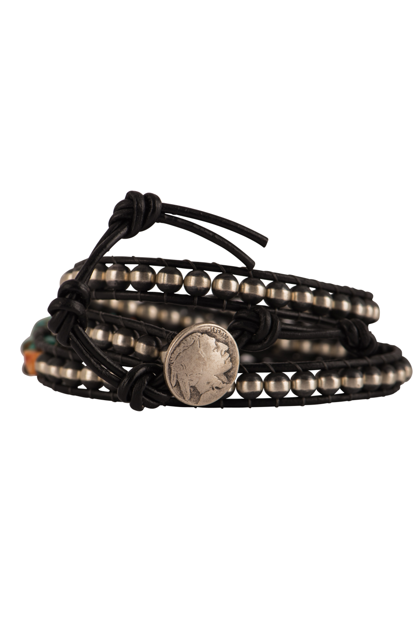 Wrapped To Wear Navajo Pearl, Turquoise & Spiny Oyster Bracelet
