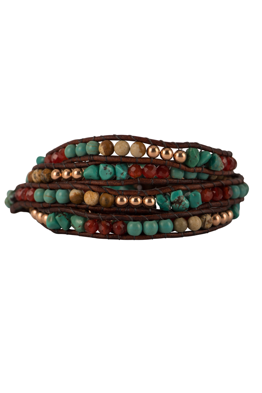 Wrapped To Wear Turquoise Carnelian Bracelet