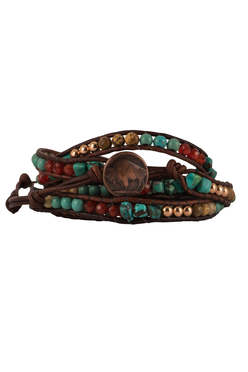 Wrapped To Wear Turquoise Carnelian Bracelet