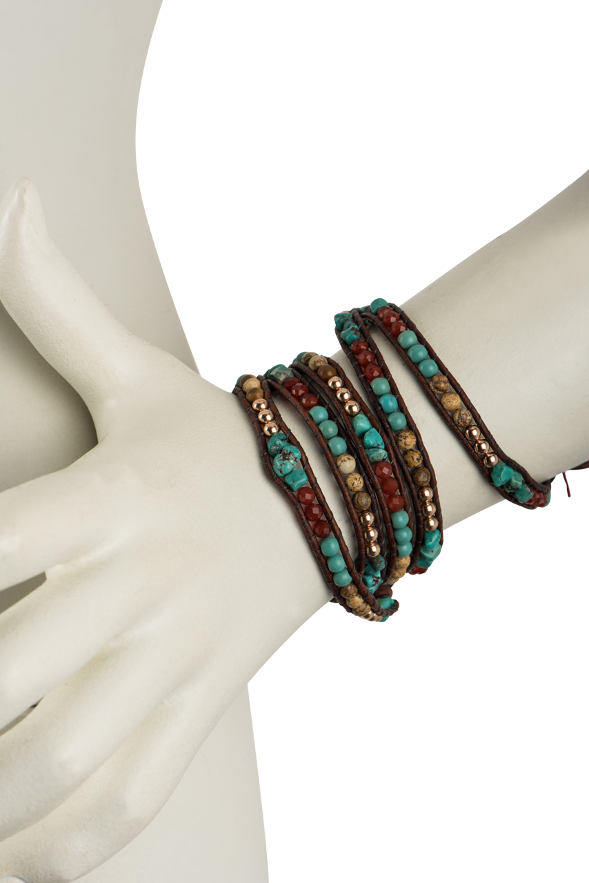 Wrapped To Wear Turquoise Carnelian Bracelet