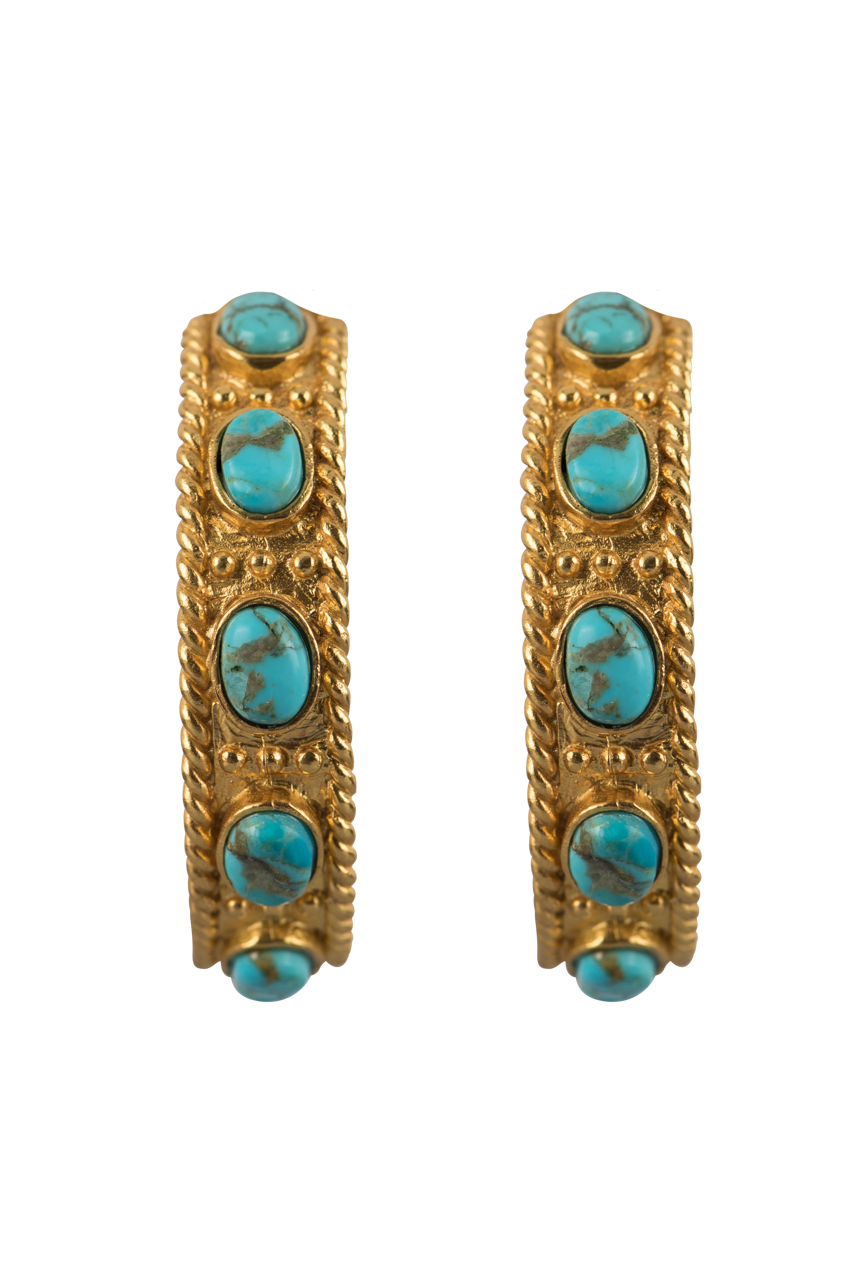 Christina Greene Southwestern Turquoise Hoop Earrings