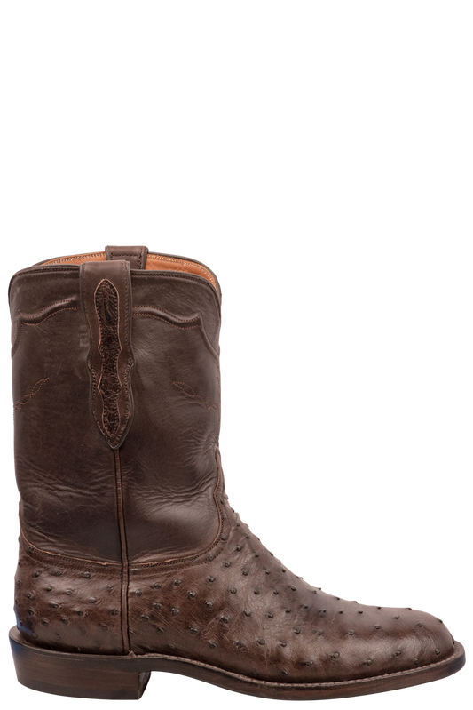 Black Jack Full Quill Ostrich Roper Boots - Chocolate