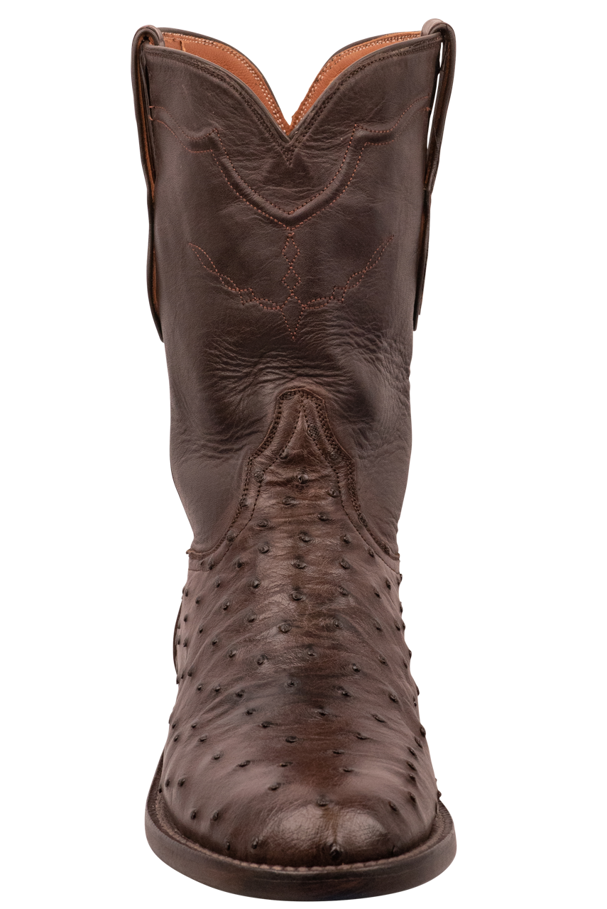Black Jack Full Quill Ostrich Roper Boots - Chocolate