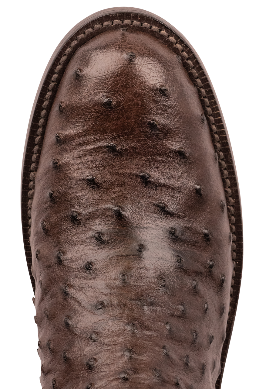 Black Jack Full Quill Ostrich Roper Boots - Chocolate