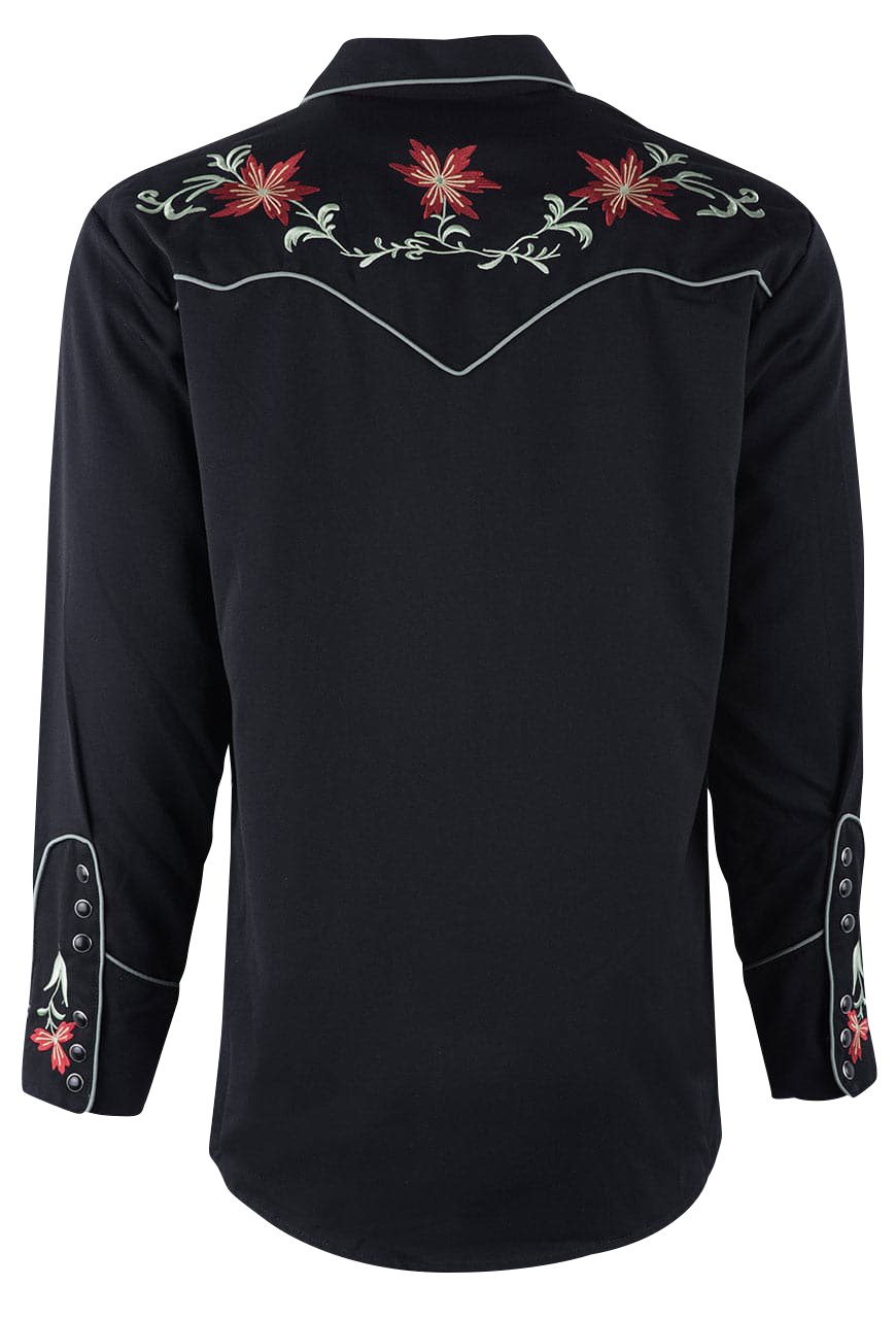 Scully Vintage Floral Snap Front Shirt - Black