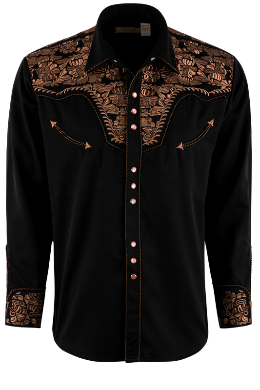 Scully Gunfighter Western Snap Front Shirt - Brown/Black