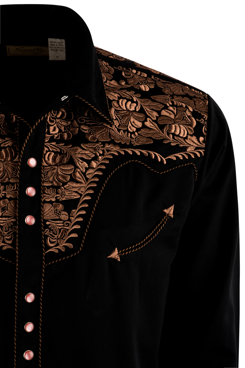 Scully Gunfighter Western Pearl Snap Shirt - Brown/Black