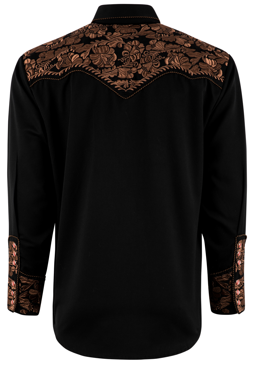 Scully Gunfighter Western Pearl Snap Shirt - Brown/Black