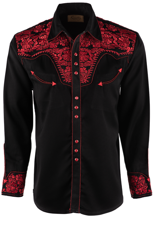 Scully Gunfighter Western Snap Front Shirt - Crimson