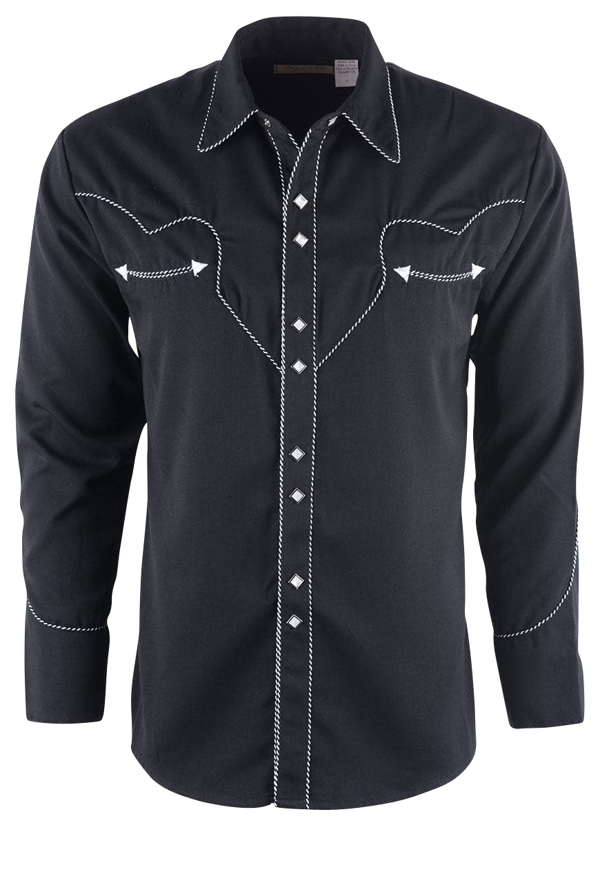 Scully Vintage Western Diamond Snap Front Shirt - Black