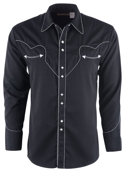 Scully Vintage Western Diamond Snap Front Shirt - Black