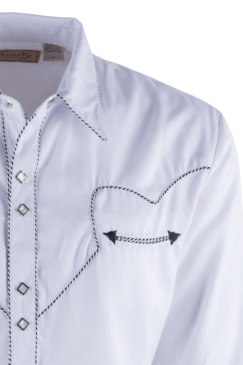 Scully Vintage Western Diamond Snap Front Shirt - White