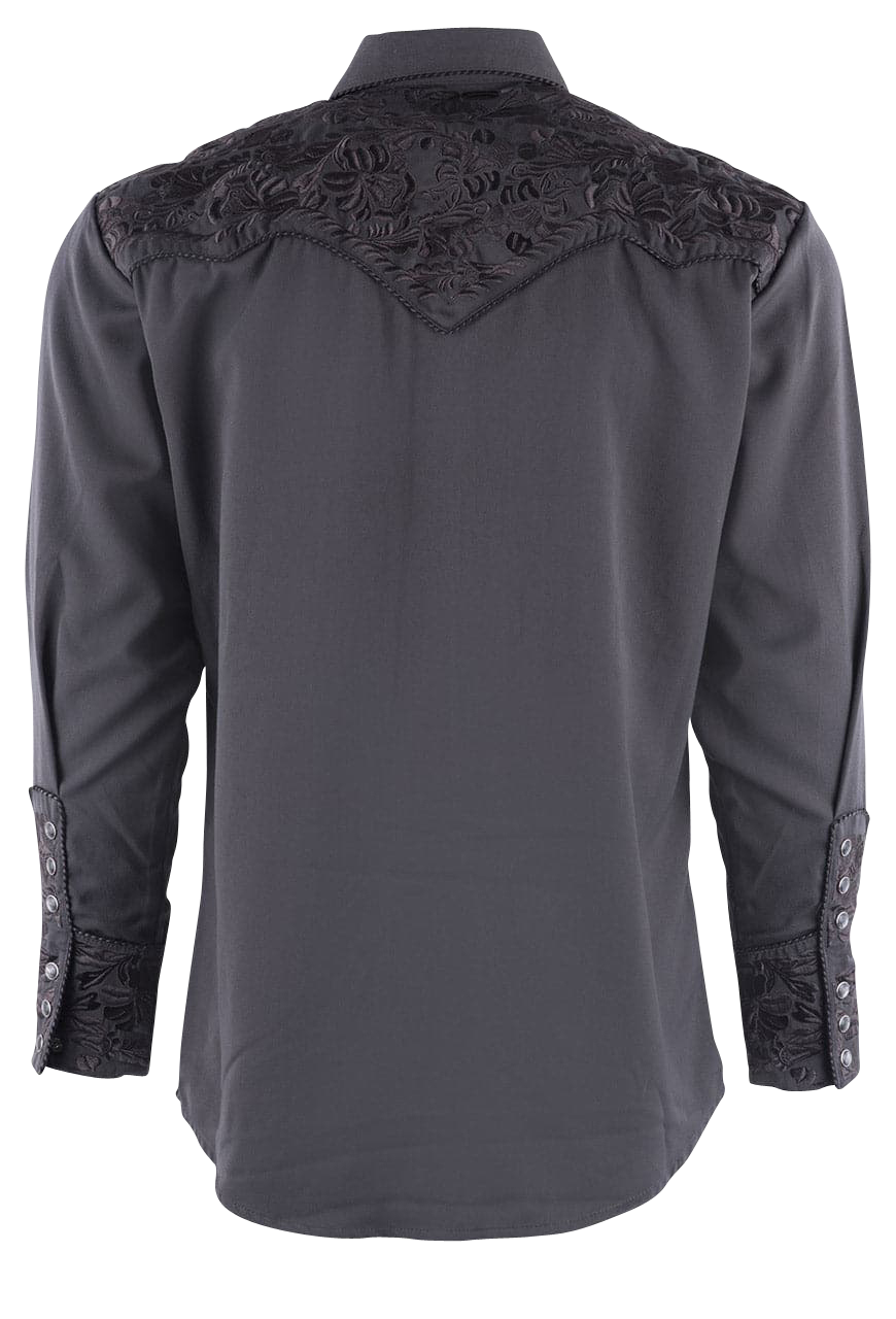 Scully Gunfighter Western Pearl Snap Shirt - Charcoal