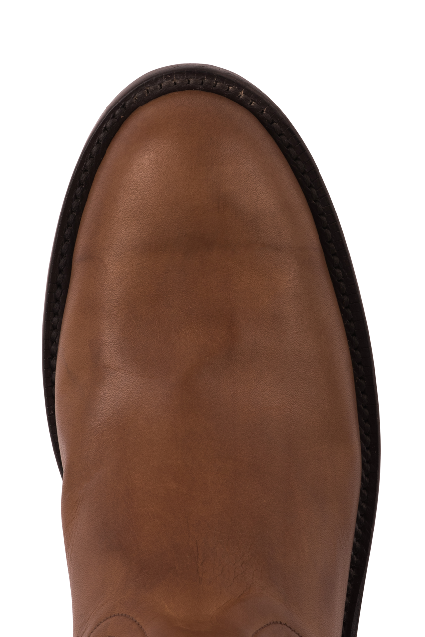 Black Jack Burnished Roper Boots - Peanut Brown