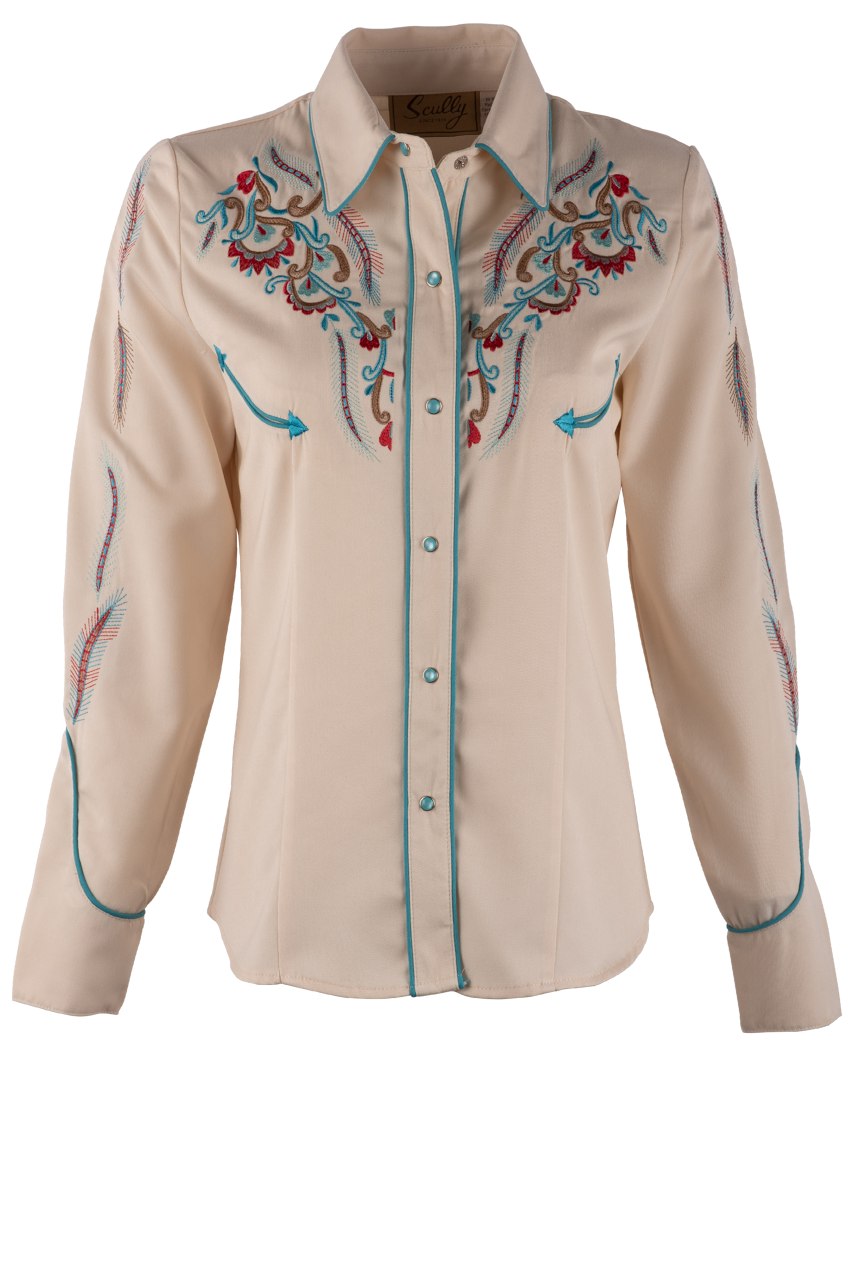 Scully Feather and Floral Embroidered Western Shirt