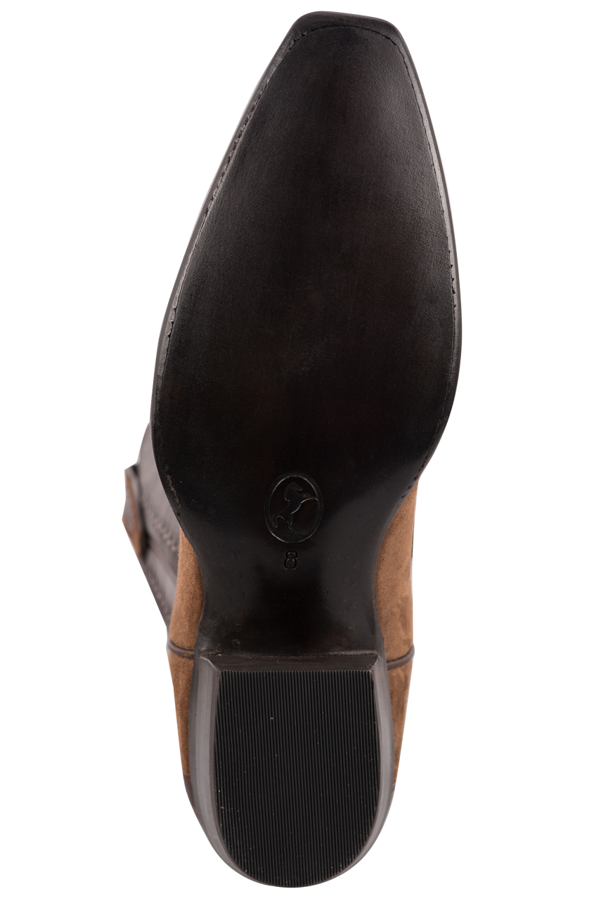 Stallion Women's Lamb Suede & Crocodile Cowgirl Boots - Tobacco