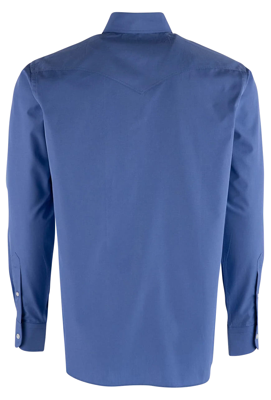 Pinto Ranch YY Collection Poplin Long Sleeve Button-Front Shirt - Solid Blue