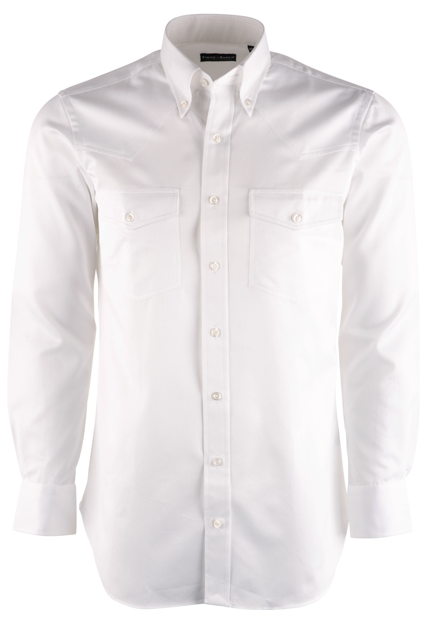 Pinto Ranch YY Pique Button-Front Shirt - Solid White